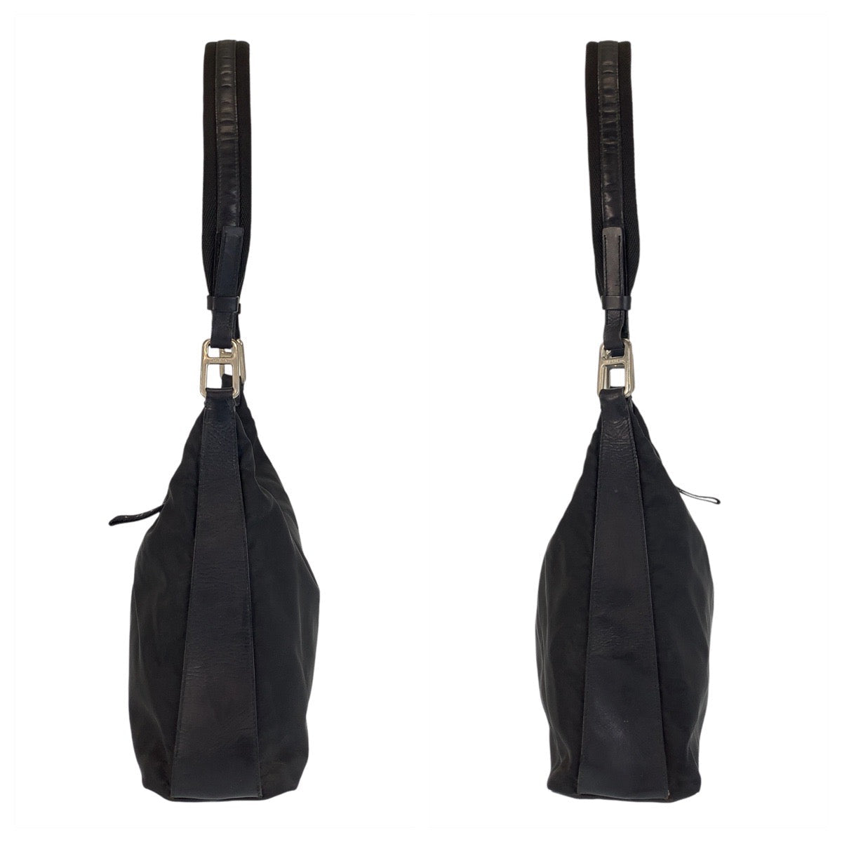 PRADA Shoulder Bag Nylon Black SilverMetal Test Women Used Authentic