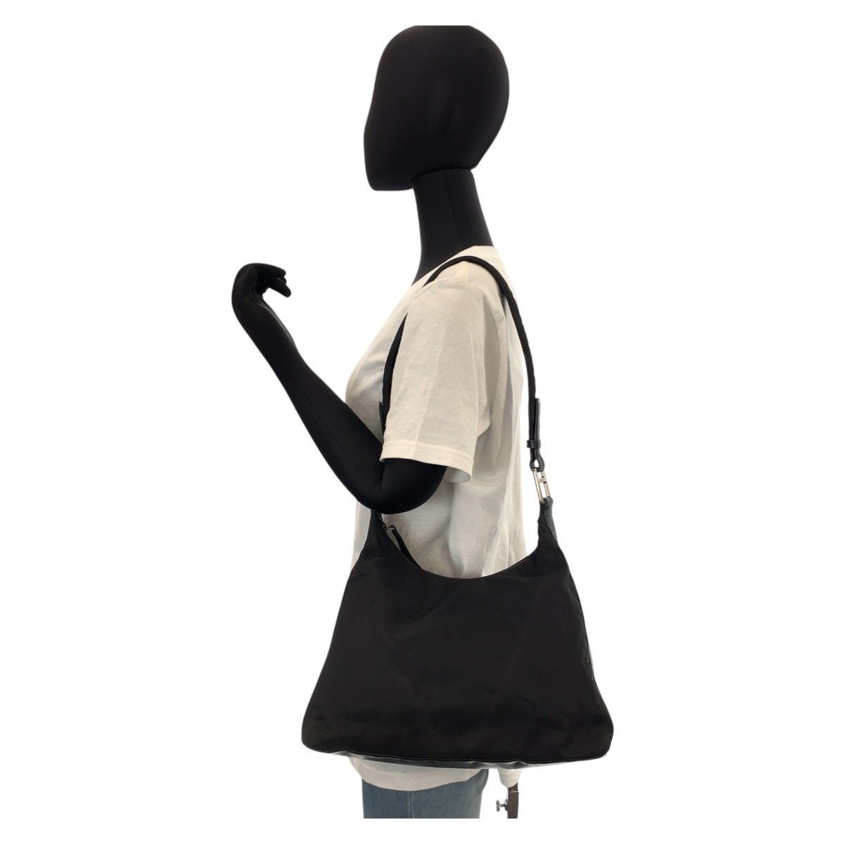 PRADA Shoulder Bag Nylon Black SilverMetal Test Women Used Authentic