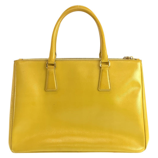PRADA Handbag leather Yellow Gold Metal Handbag Tote Bag Shoulder Bag 2way Safiano Galleria Women Used Authentic