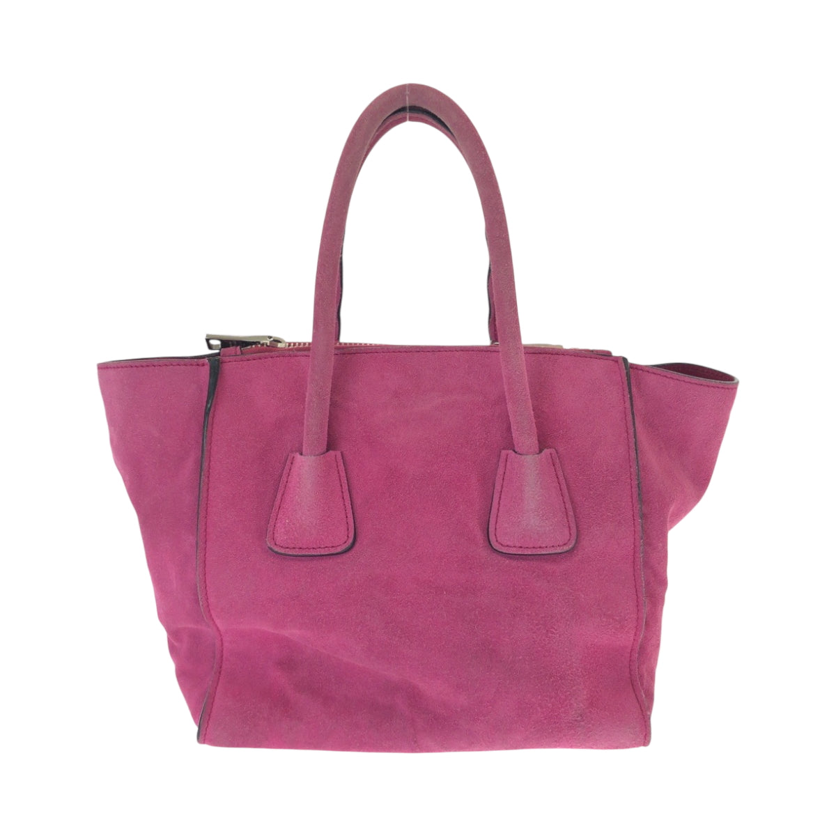 PRADA Tote Bag BN2625 Suede Pink SilverMetal Tote Bag Shoulder Bag Handbag Triangle With logo Women Used Authentic