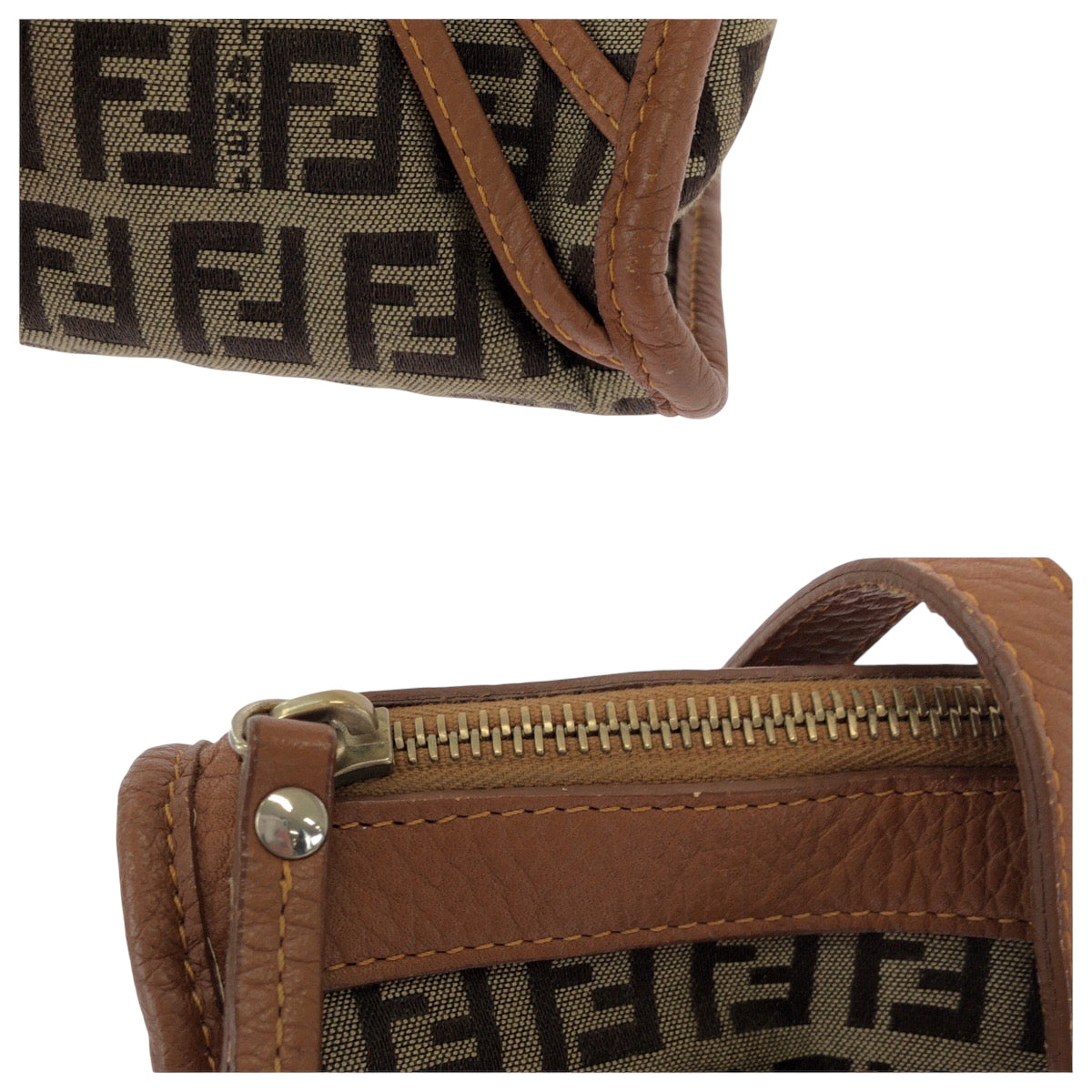 FENDI Tote Bag 8BL070 Canvas, Leather Brown Tote Bag handbag Zucchino Women Used Authentic