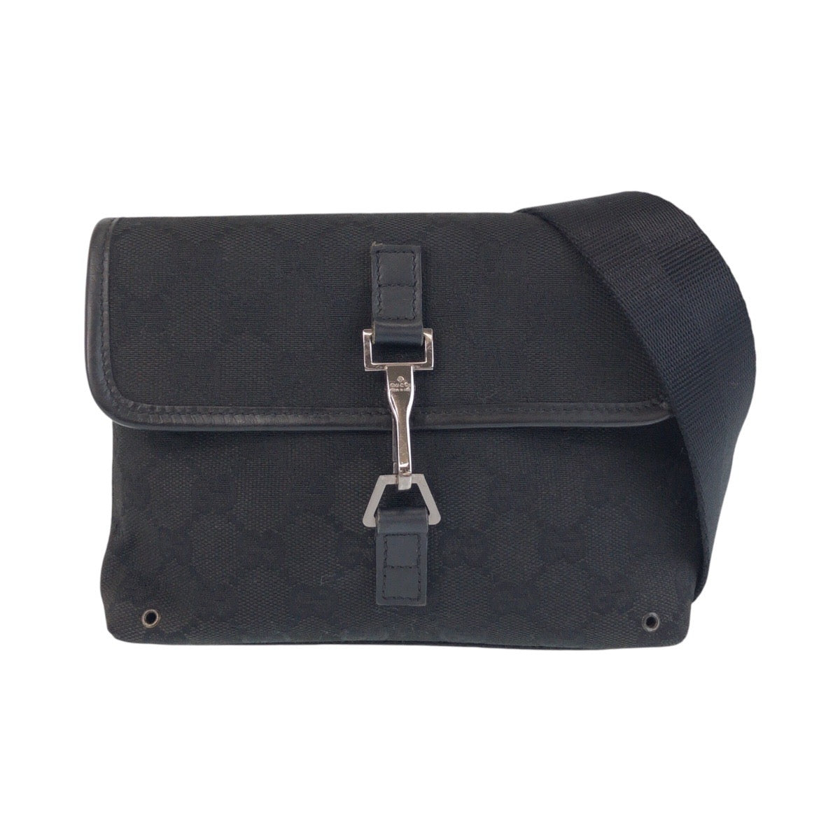 GUCCI Sling bag 92543 GG canvas Black SilverMetal Sling bag Bum bag Women Used Authentic