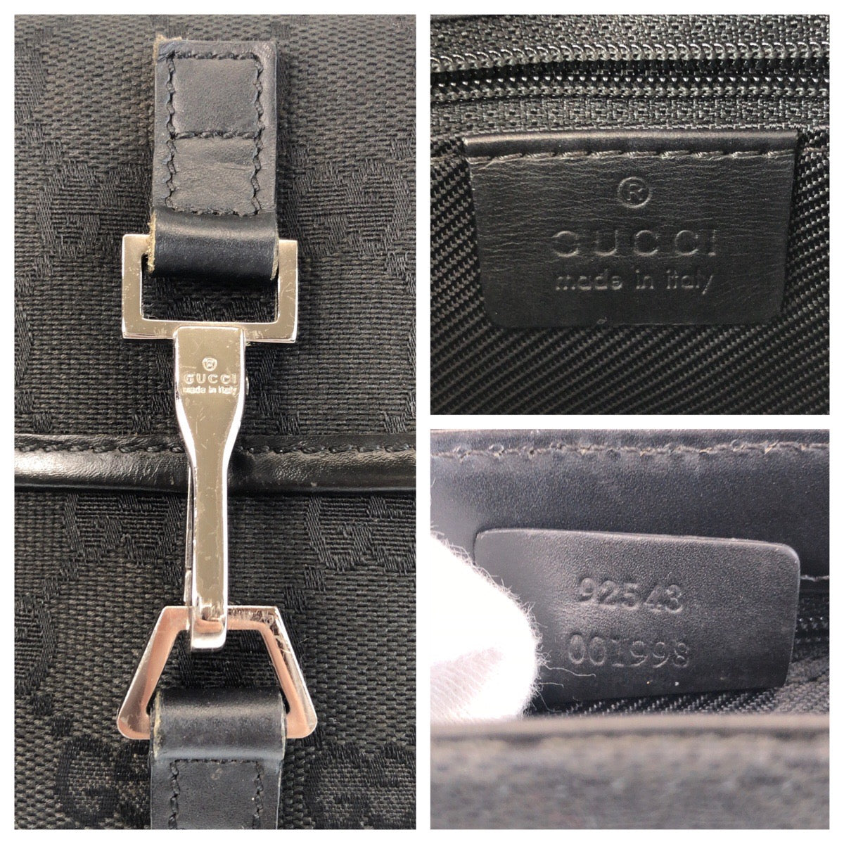 GUCCI Sling bag 92543 GG canvas Black SilverMetal Sling bag Bum bag Women Used Authentic