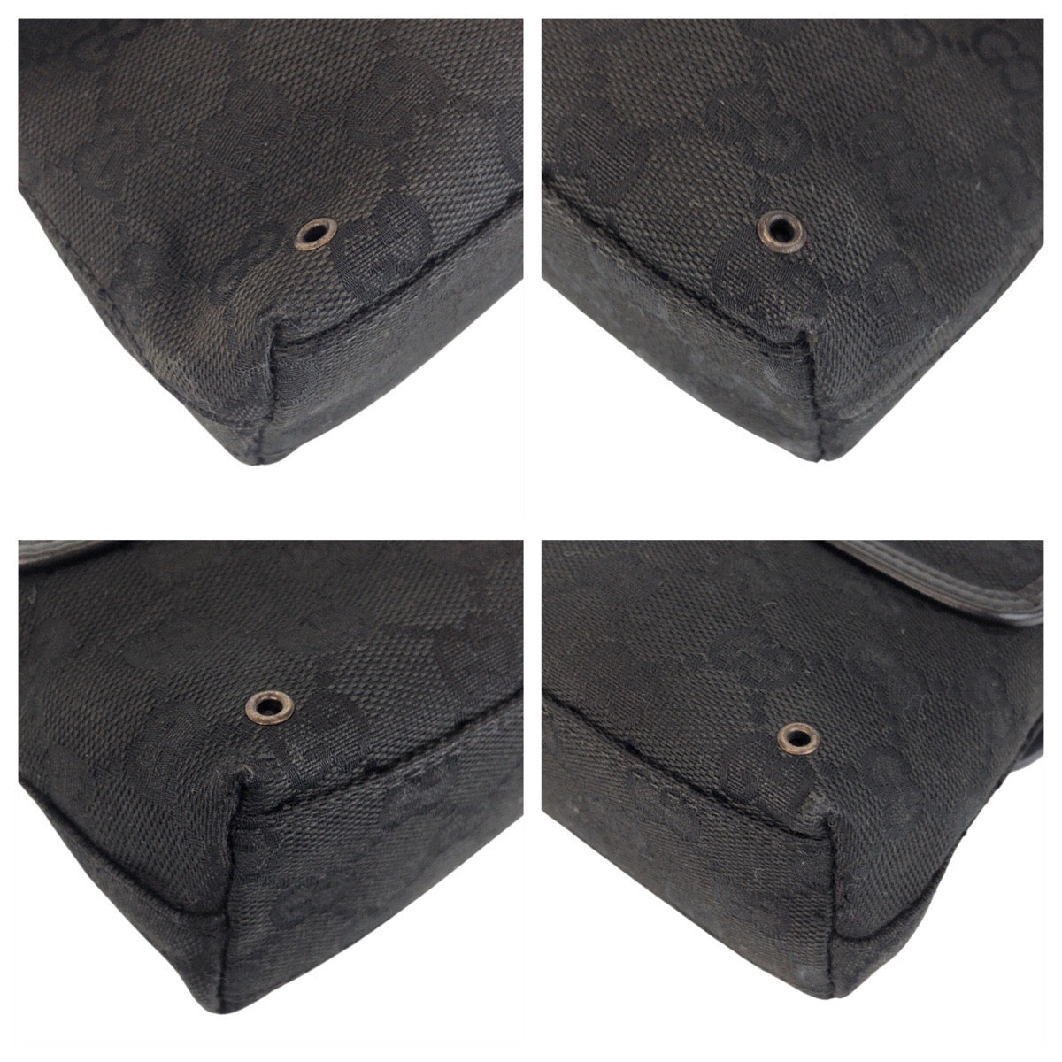 GUCCI Sling bag 92543 GG canvas Black SilverMetal Sling bag Bum bag Women Used Authentic