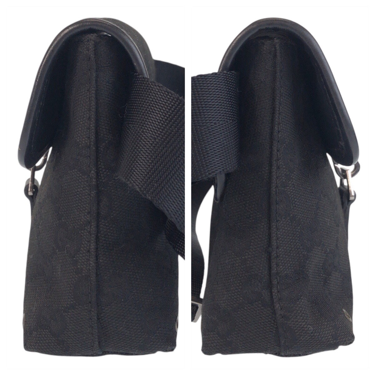 GUCCI Sling bag 92543 GG canvas Black SilverMetal Sling bag Bum bag Women Used Authentic