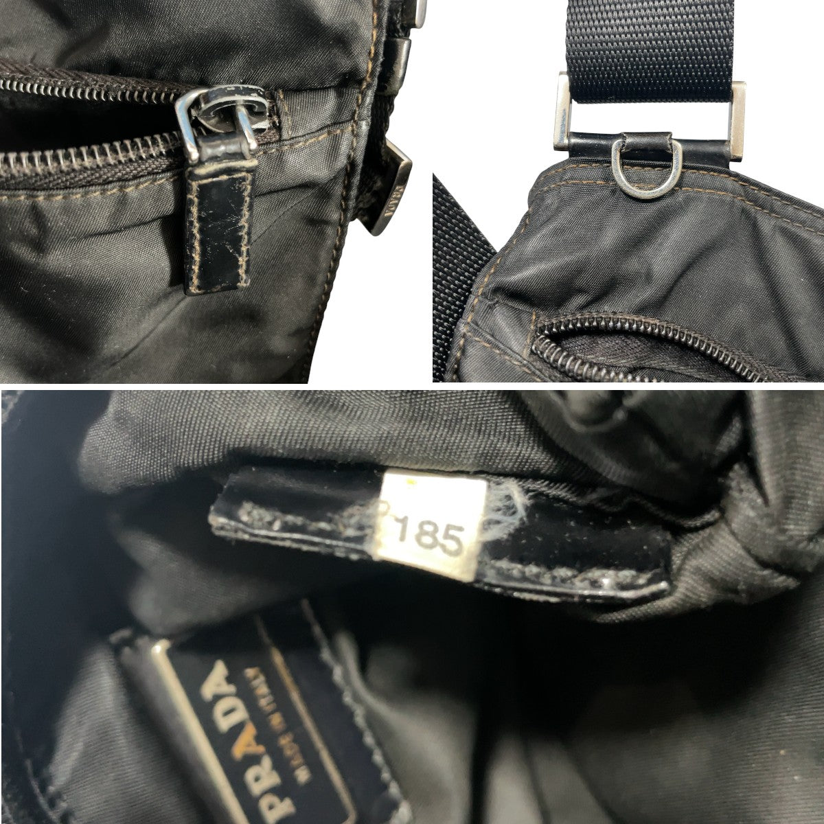 PRADA Shoulder Bag Nylon Black black Shoulder Bag Sacoche Unisex Test Triangular logo mens Used Authentic