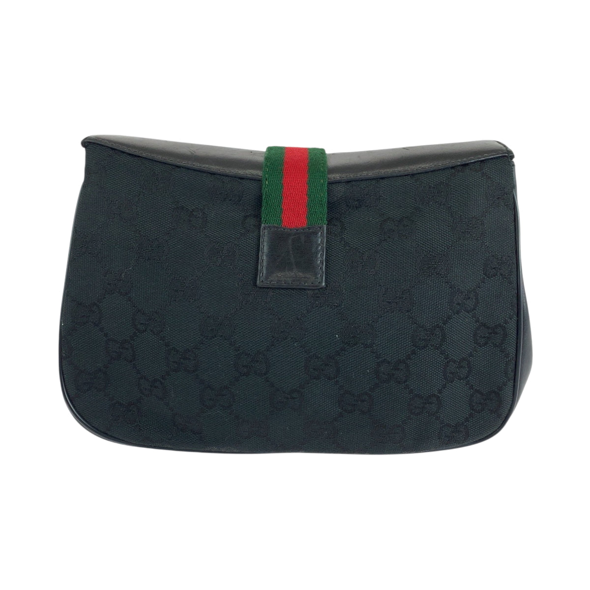 GUCCI Shoulder Bag 10 02 024 GG canvas, leather Black GoldMetal Shoulder Bag pochette Old Gucci Shelly Line Women Used Authentic
