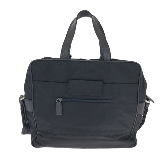 PRADA Shoulder Bag Nylon Black SilverMetal Shoulder Bag Business Bag 2way Test Triangle With logo mens Used Authentic