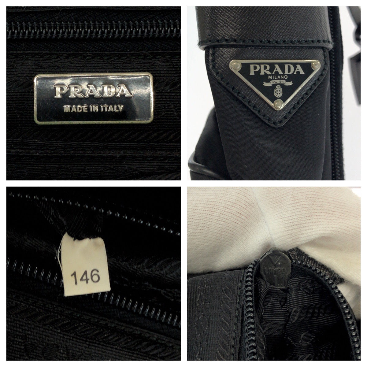 PRADA Shoulder Bag Nylon Black SilverMetal Shoulder Bag Business Bag 2way Test Triangle With logo mens Used Authentic