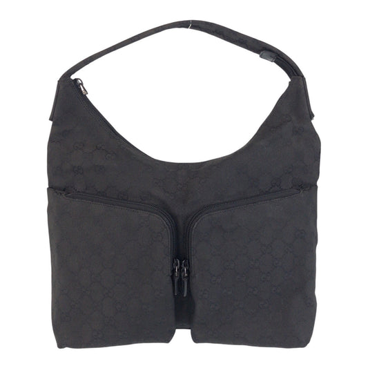 GUCCI Shoulder Bag 001 3380 GG canvas Black black Women Used Authentic