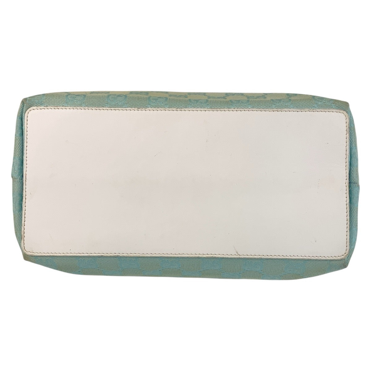 GUCCI Tote Bag 002 1098 GG canvas, leather Mint Light Blue Gold Metal Tote Bag Shoulder Bag Women Used Authentic