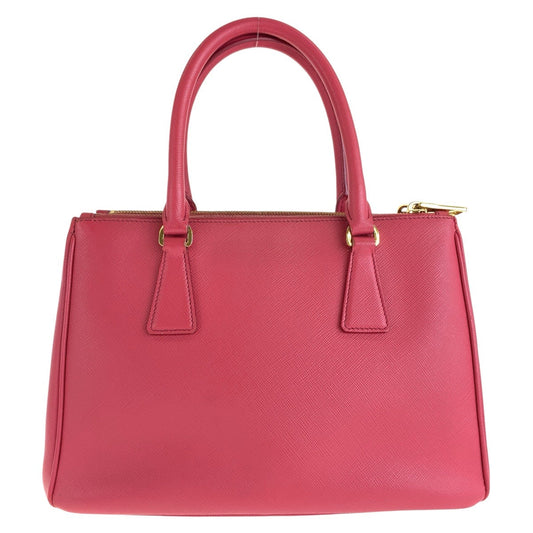 PRADA Tote Bag leather Pink Gold Metal Tote Bag Shoulder Bag 2way Safiano Galleria TriangleWith logo Women Used Authentic