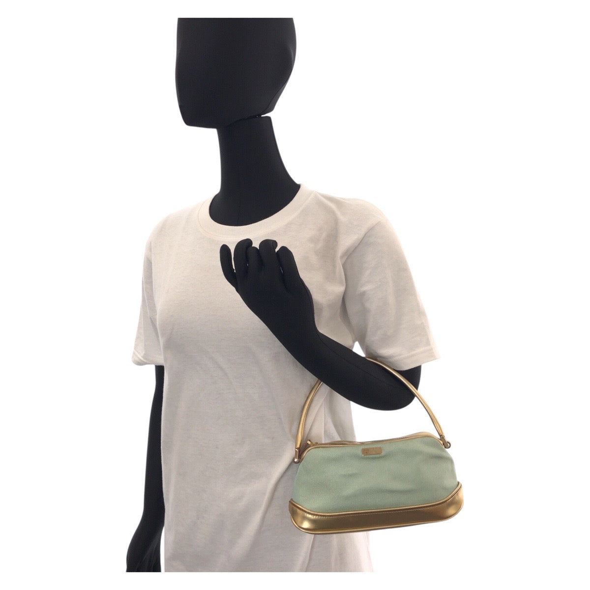 GUCCI Handbag 0391133 Canvas, Leather Mint Green Gold Handbag accessory pouch Women Used Authentic