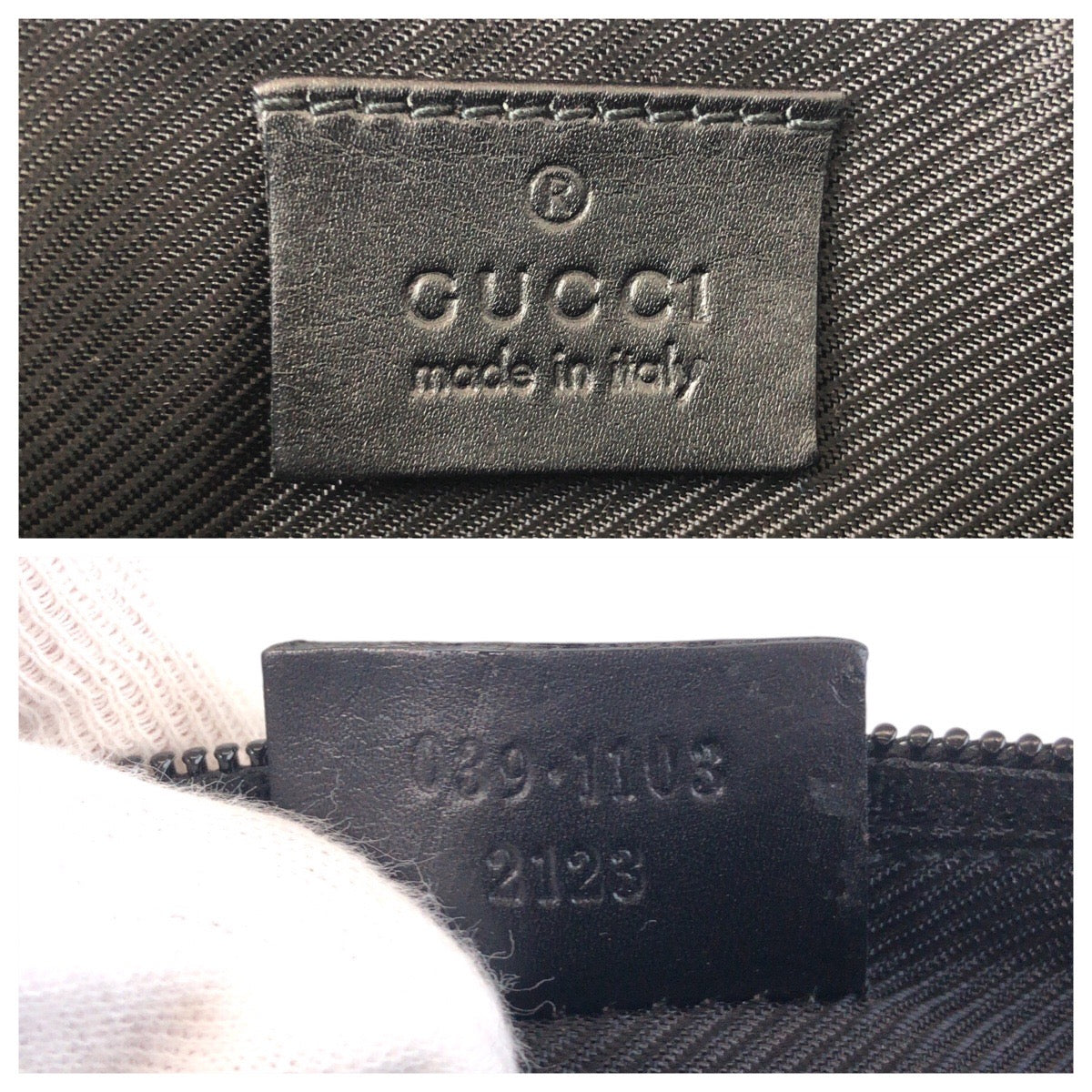 GUCCI Handbag 039 1103 GG canvas, leather Navy Black Handbag accessory pouch Women Used Authentic