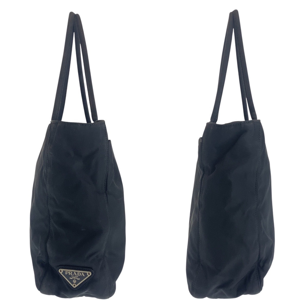 PRADA Tote Bag Nylon black Tote Bag handbag Test Triangle With logo Women Used Authentic