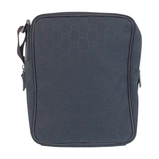 GUCCI Shoulder Bag 122759 GG canvas Black SilverMetal Crossbody Shoulder Bag Unisex Women Used Authentic