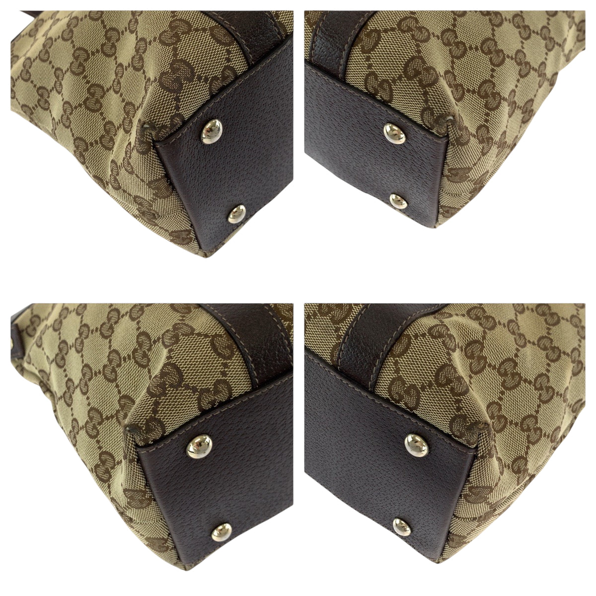 GUCCI Tote Bag 141470 GG canvas Brown beige Tote Bag Shoulder Bag Women Used Authentic