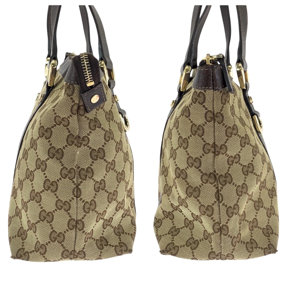 GUCCI Tote Bag 141470 GG canvas Brown beige Tote Bag Shoulder Bag Women Used Authentic