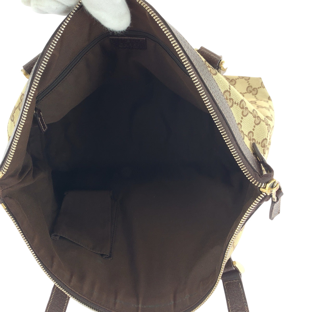 GUCCI Tote Bag 141470 GG canvas Brown beige Tote Bag Shoulder Bag Women Used Authentic