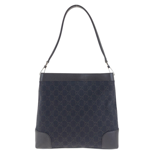 GUCCI Shoulder Bag 143745 GG canvas, leather Dark Brown SilverMetal Women Used Authentic