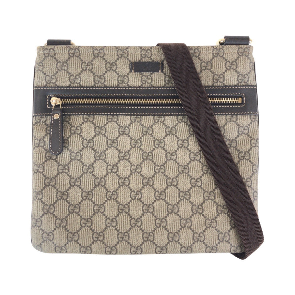 GUCCI Shoulder Bag 295257 GG Supreme canvas, leather Brown Gray Gold Metal Shoulder Bag pochette Women Used Authentic