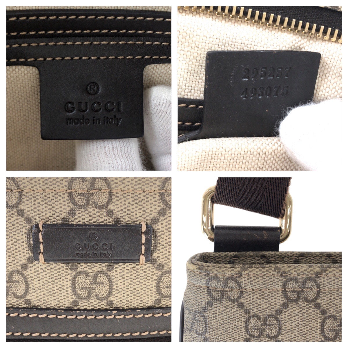 GUCCI Shoulder Bag 295257 GG Supreme canvas, leather Brown Gray Gold Metal Shoulder Bag pochette Women Used Authentic
