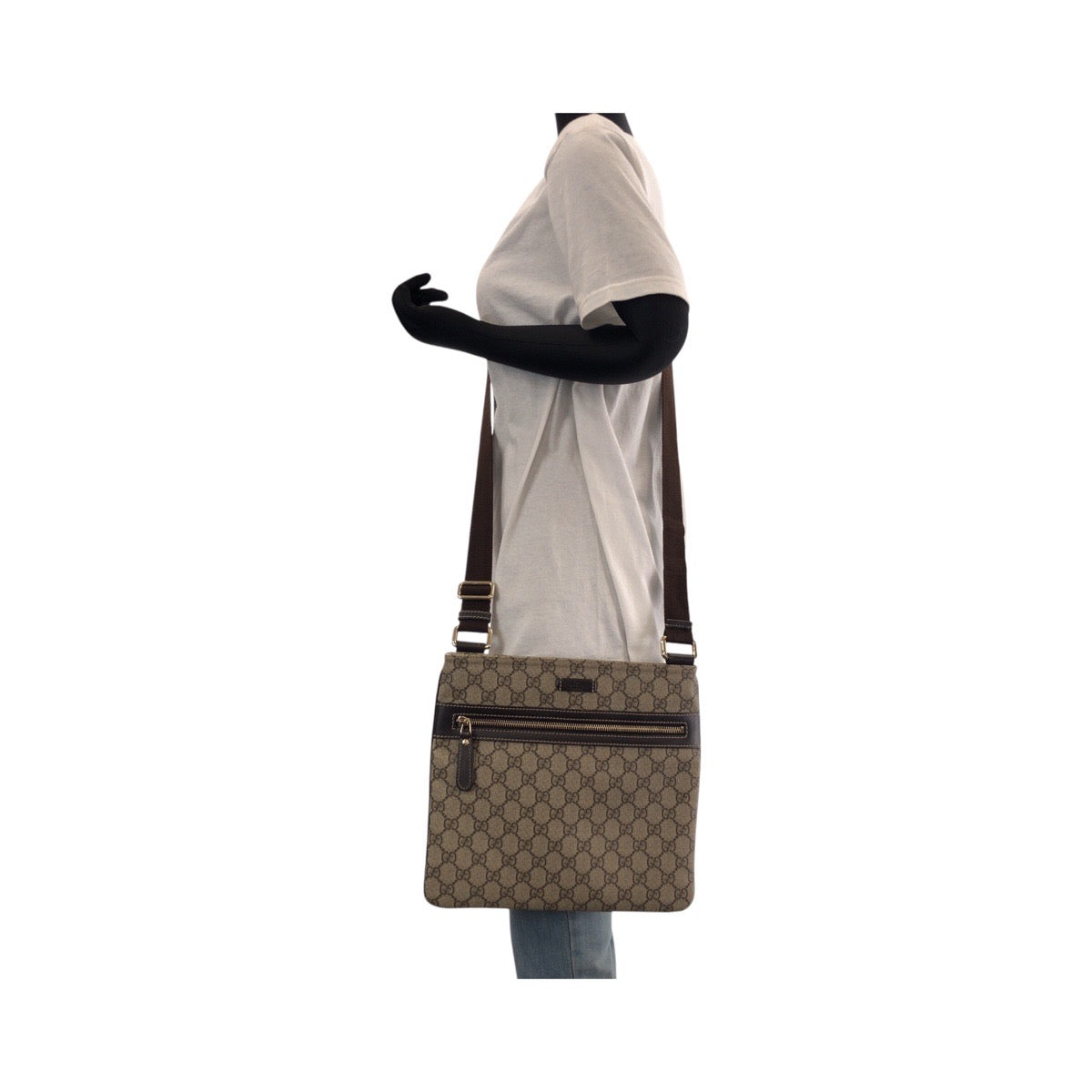 GUCCI Shoulder Bag 295257 GG Supreme canvas, leather Brown Gray Gold Metal Shoulder Bag pochette Women Used Authentic