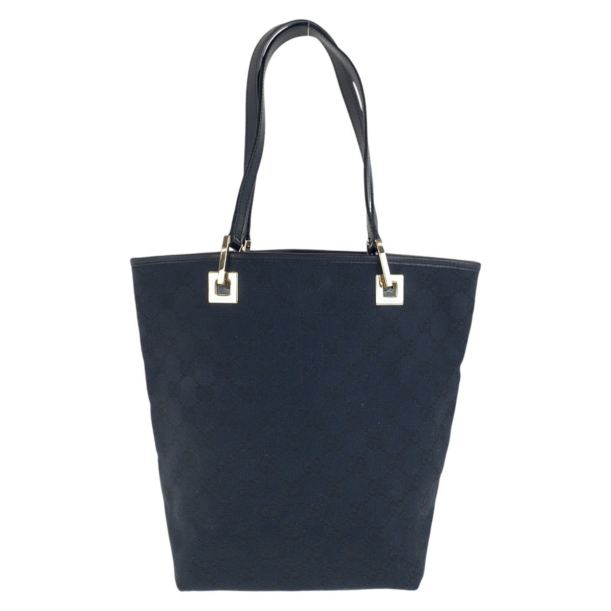 GUCCI Tote Bag 002 1099 GG canvas, leather Black GoldMetal Tote Bag Shoulder Bag Women Used Authentic