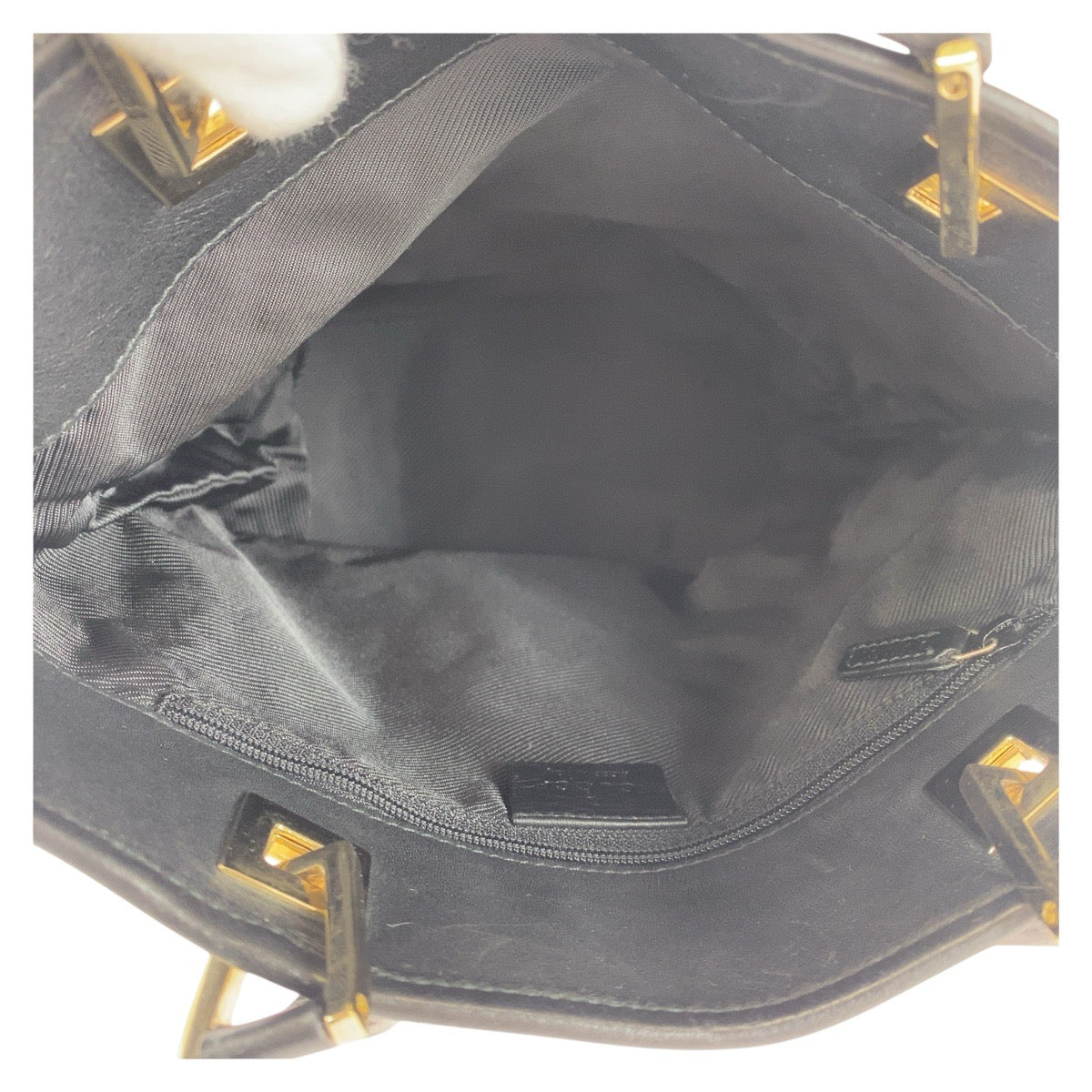 GUCCI Tote Bag 002 1099 GG canvas, leather Black GoldMetal Tote Bag Shoulder Bag Women Used Authentic