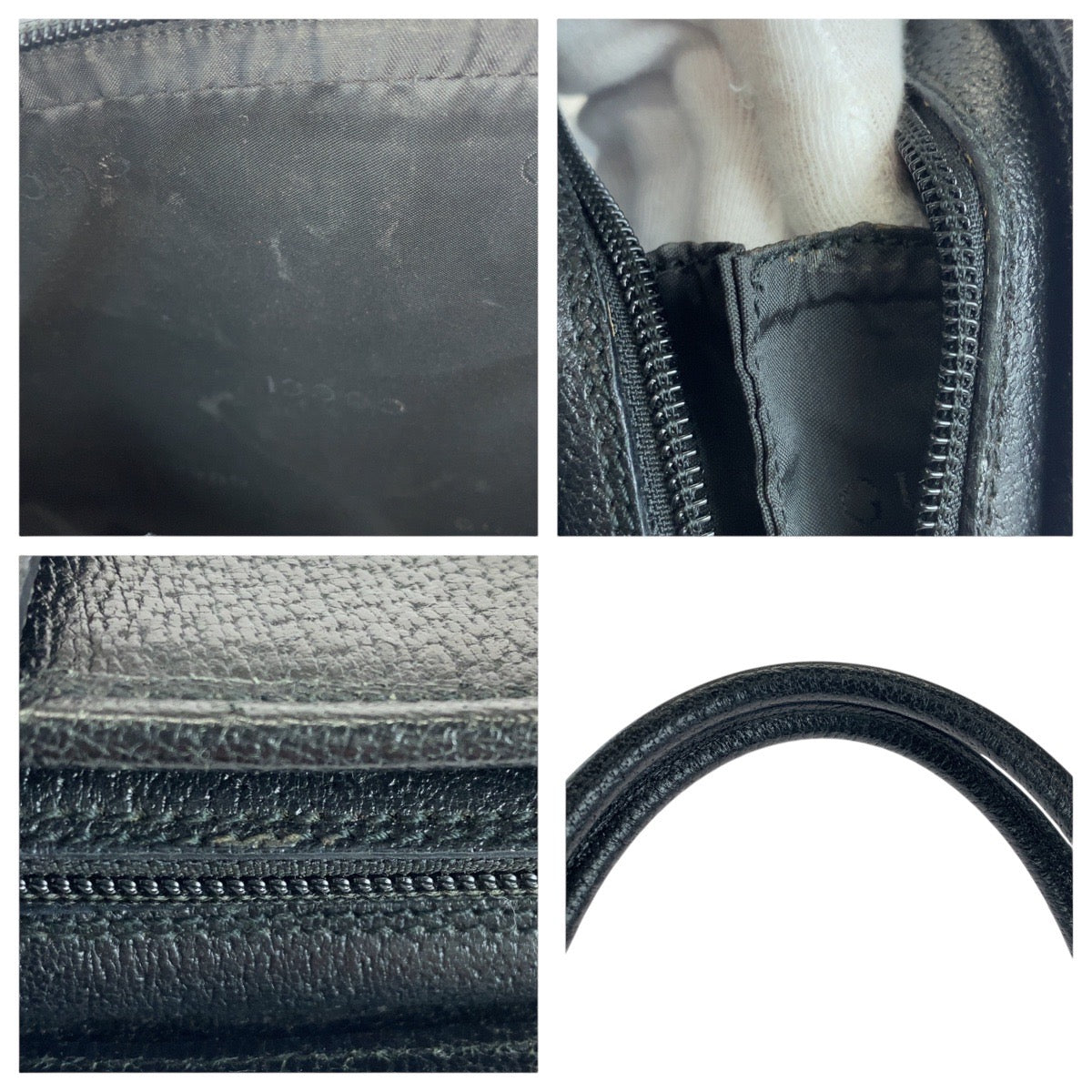 GUCCI Tote Bag 002 1071 leather Black SilverMetal Tote Bag handbag Jackie Women Used Authentic