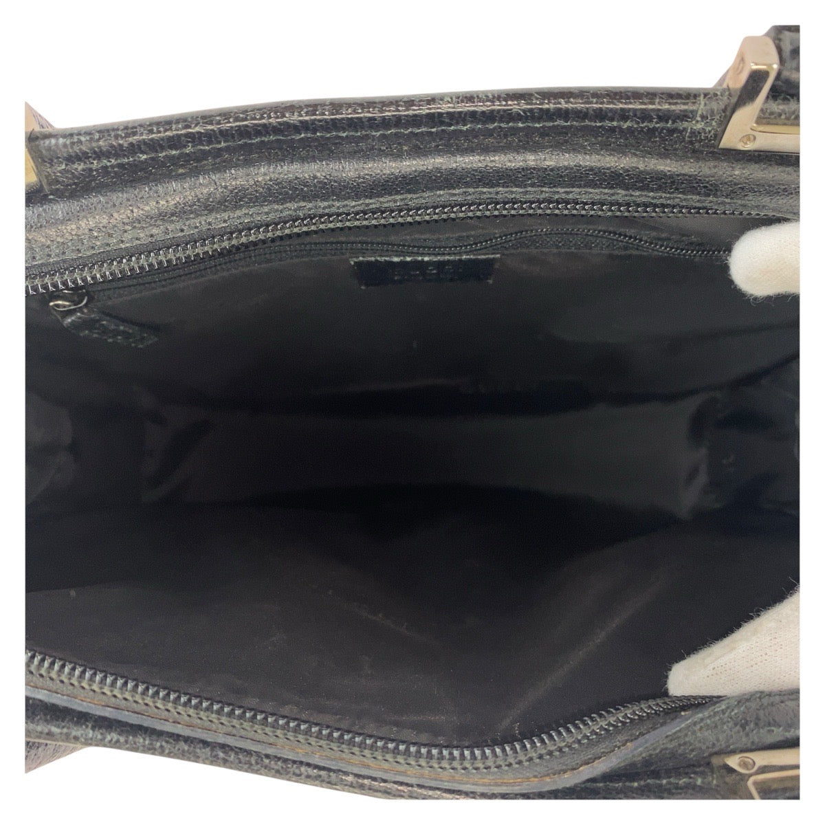 GUCCI Tote Bag 002 1071 leather Black SilverMetal Tote Bag handbag Jackie Women Used Authentic