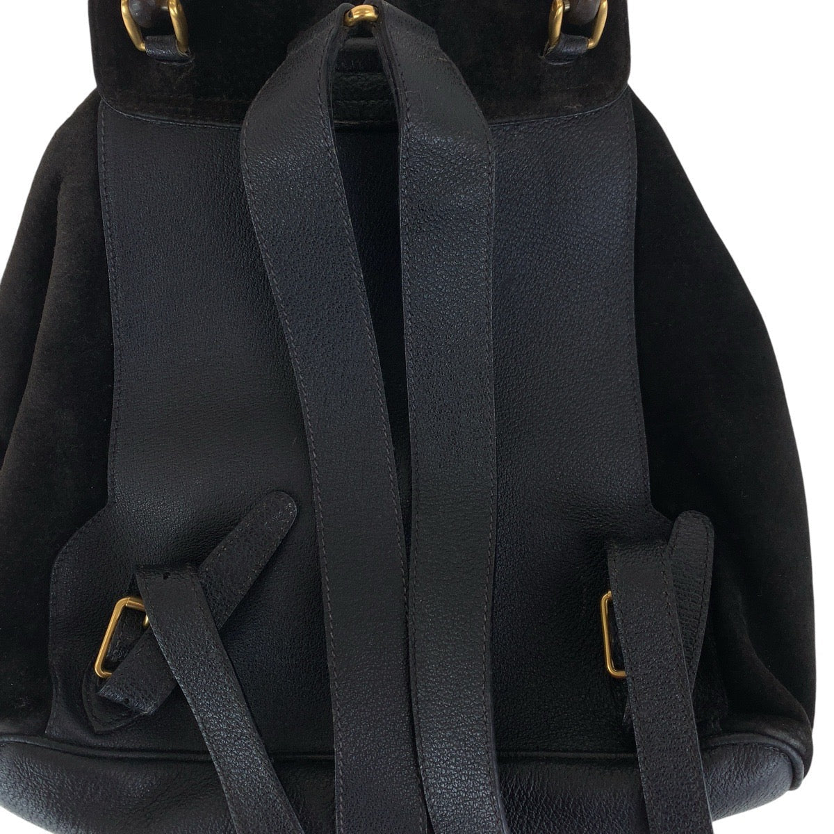 GUCCI Backpack 003 2058 0016 Suede, Leather Black Gold Metal Backpacks & Daypacks Backpacks Bamboo Women Used Authentic