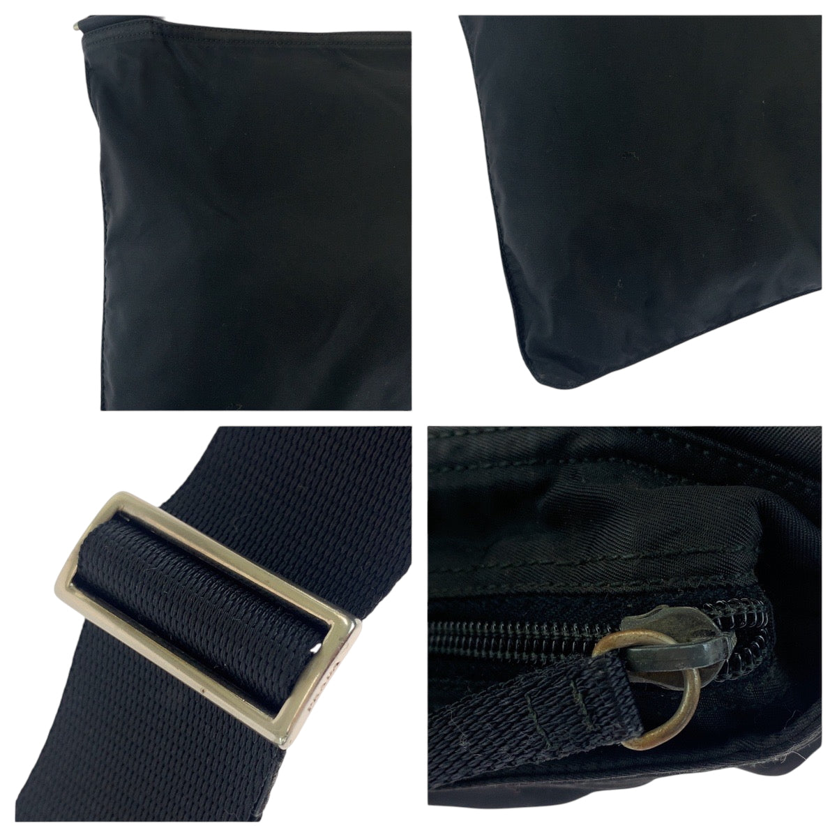 PRADA Shoulder Bag BT0175 Nylon Black SilverMetal Shoulder Bag Sacoche Test Triangle With logo mens Used Authentic