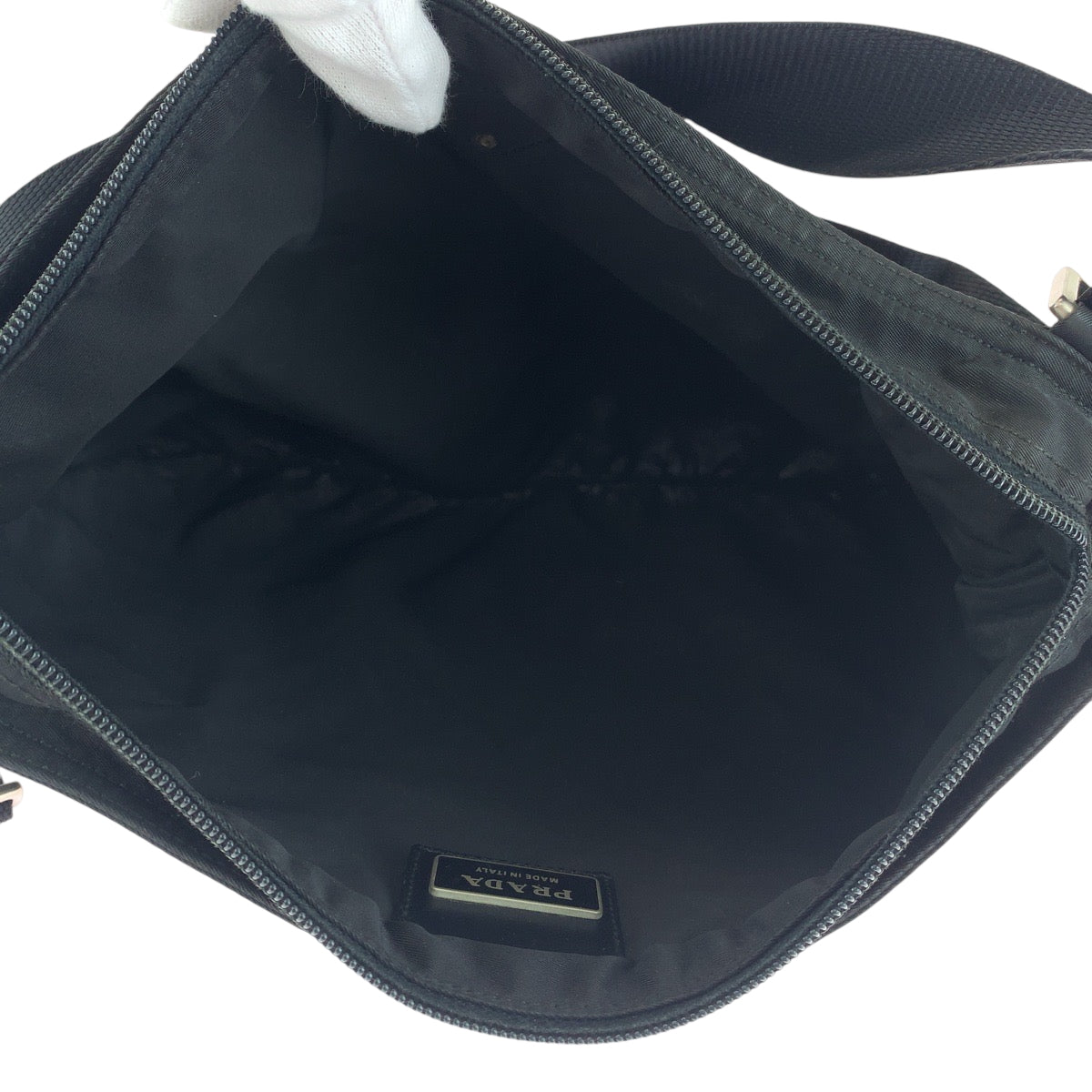 PRADA Shoulder Bag BT0175 Nylon Black SilverMetal Shoulder Bag Sacoche Test Triangle With logo mens Used Authentic