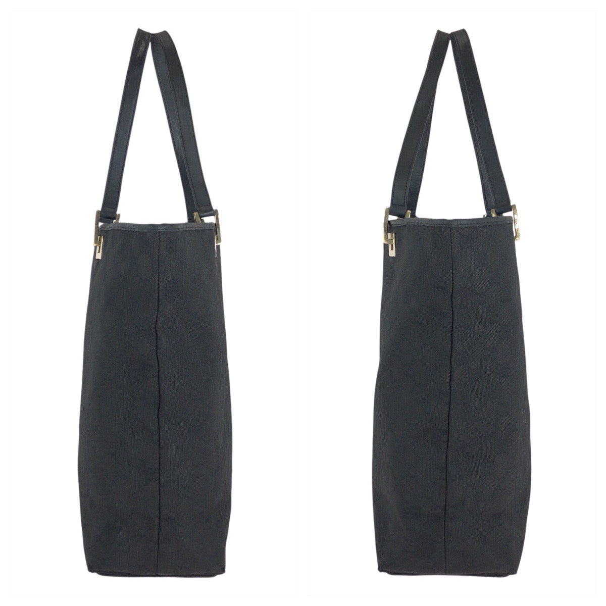 GUCCI Tote Bag 002 1098 GG canvas, leather Black GoldMetal Tote Bag Shoulder Bag Women Used Authentic