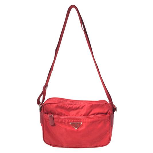 PRADA Shoulder Bag Nylon Red Test Triangular logo