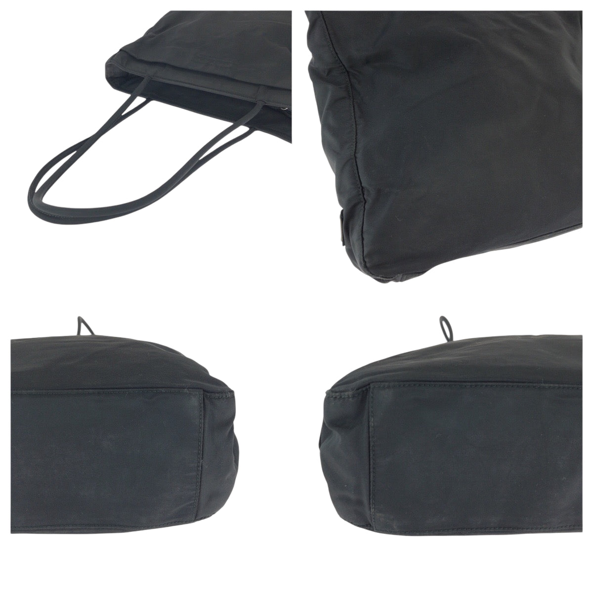 PRADA Tote Bag Nylon Black SilverMetal Tote Bag Shoulder Bag Test Women Used Authentic