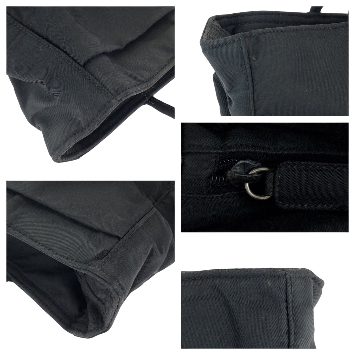PRADA Tote Bag Nylon Black SilverMetal Tote Bag Shoulder Bag Test Women Used Authentic