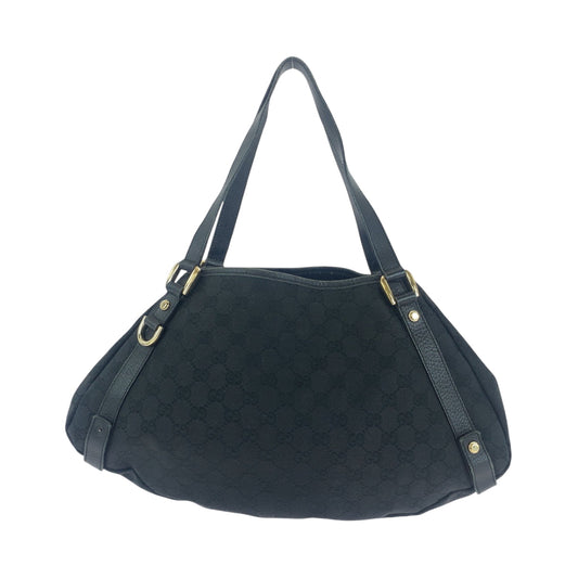 GUCCI Tote Bag 130736 GG canvas Black GoldMetal Tote Bag Shoulder Bag Women Used Authentic