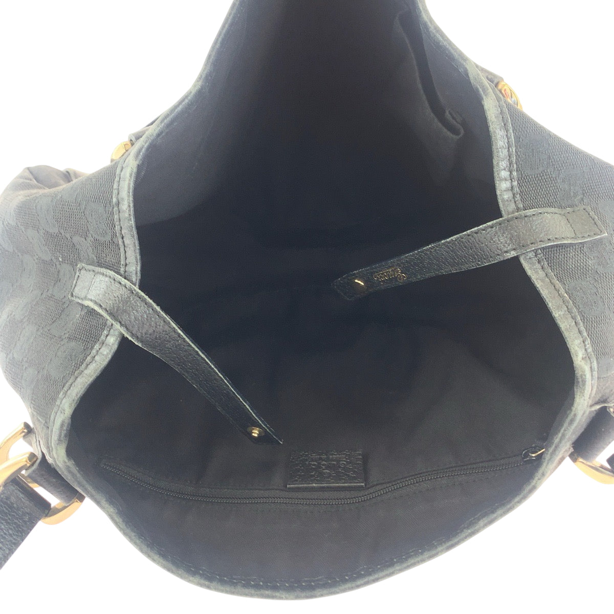 GUCCI Tote Bag 130736 GG canvas Black GoldMetal Tote Bag Shoulder Bag Women Used Authentic