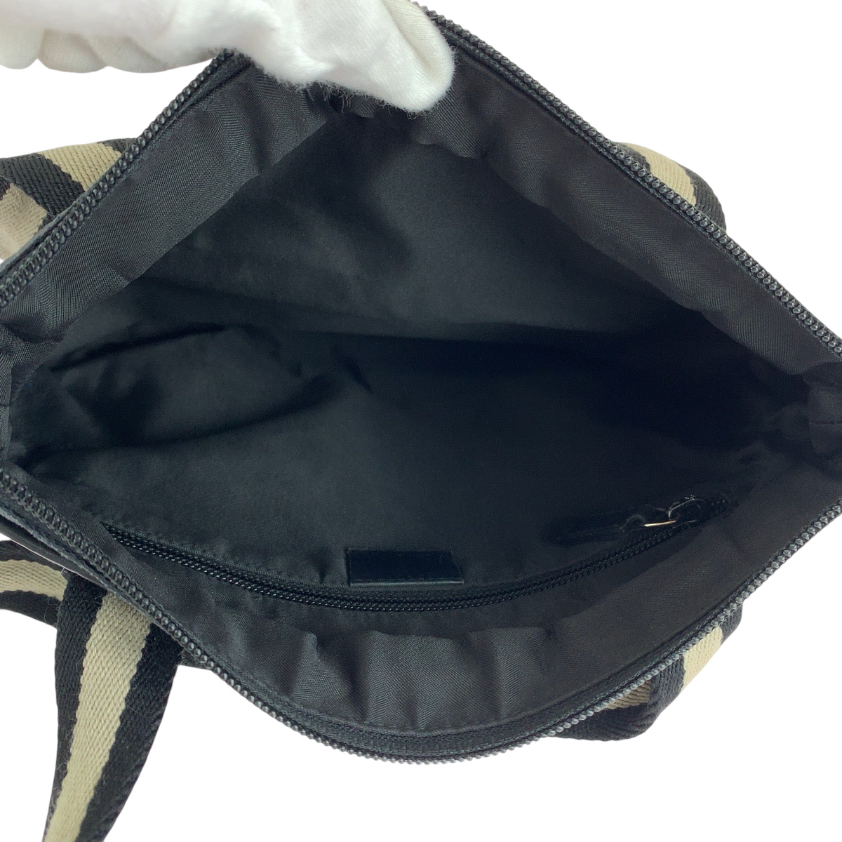 GUCCI Tote Bag 019 0402 GG canvas Black Beige SilverMetal Tote Bag Shoulder Bag Women Used Authentic