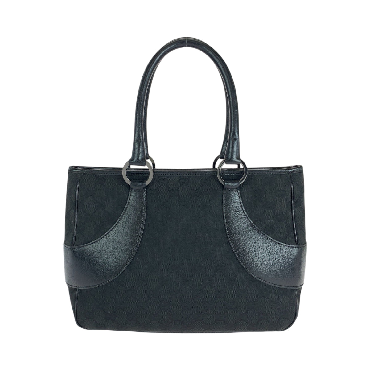 GUCCI Tote Bag 113011 GG canvas, leather Black SilverMetal Tote Bag Shoulder Bag Women Used Authentic