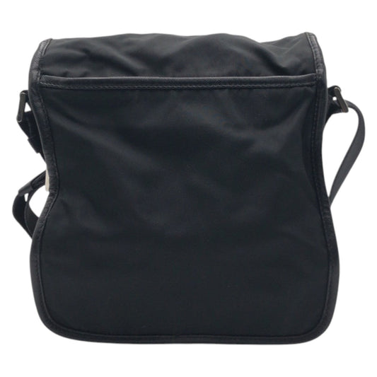 PRADA Shoulder Bag Nylon Black Silver Test Triangular logo