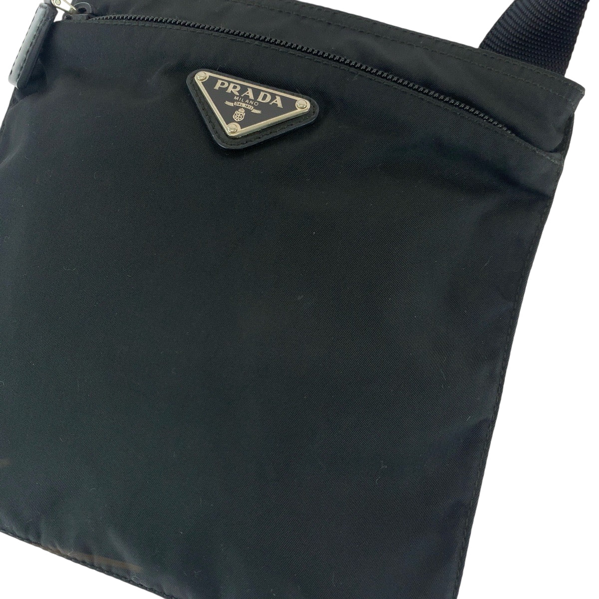 PRADA Shoulder Bag Nylon black Shoulder Bag Sacoche Unisex Test Triangle With logo mens Used Authentic