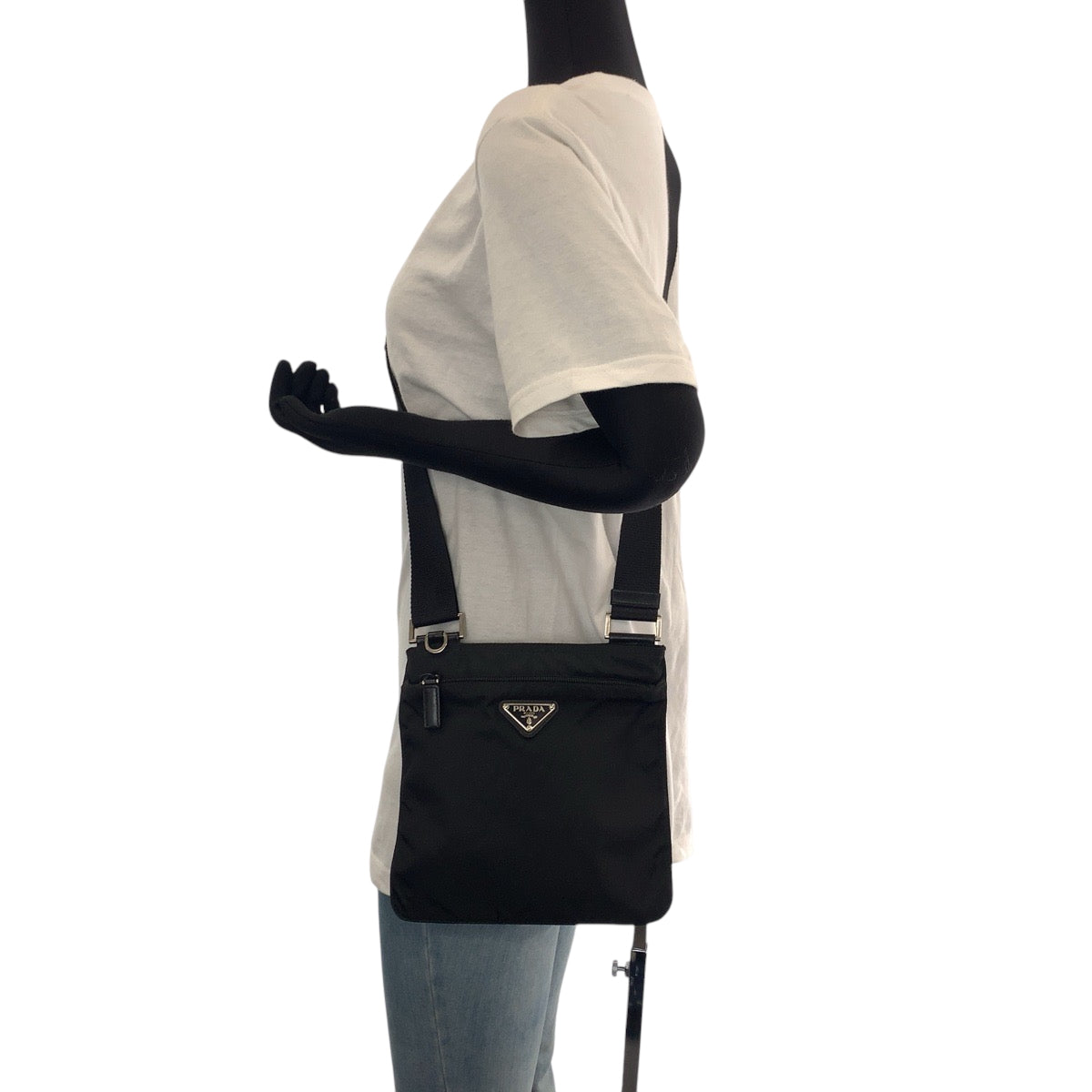 PRADA Shoulder Bag Nylon black Shoulder Bag Sacoche Unisex Test Triangle With logo mens Used Authentic