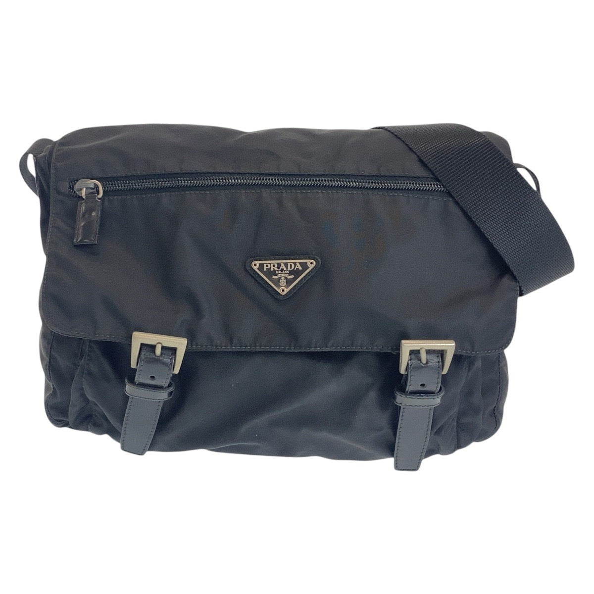 PRADA Shoulder Bag Nylon black Crossbody Shoulder Bag Test Triangle With logo Women Used Authentic