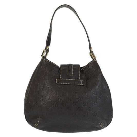 GUCCI Shoulder Bag 233608 leather Brown Gold Metal Guccisima Women Used Authentic