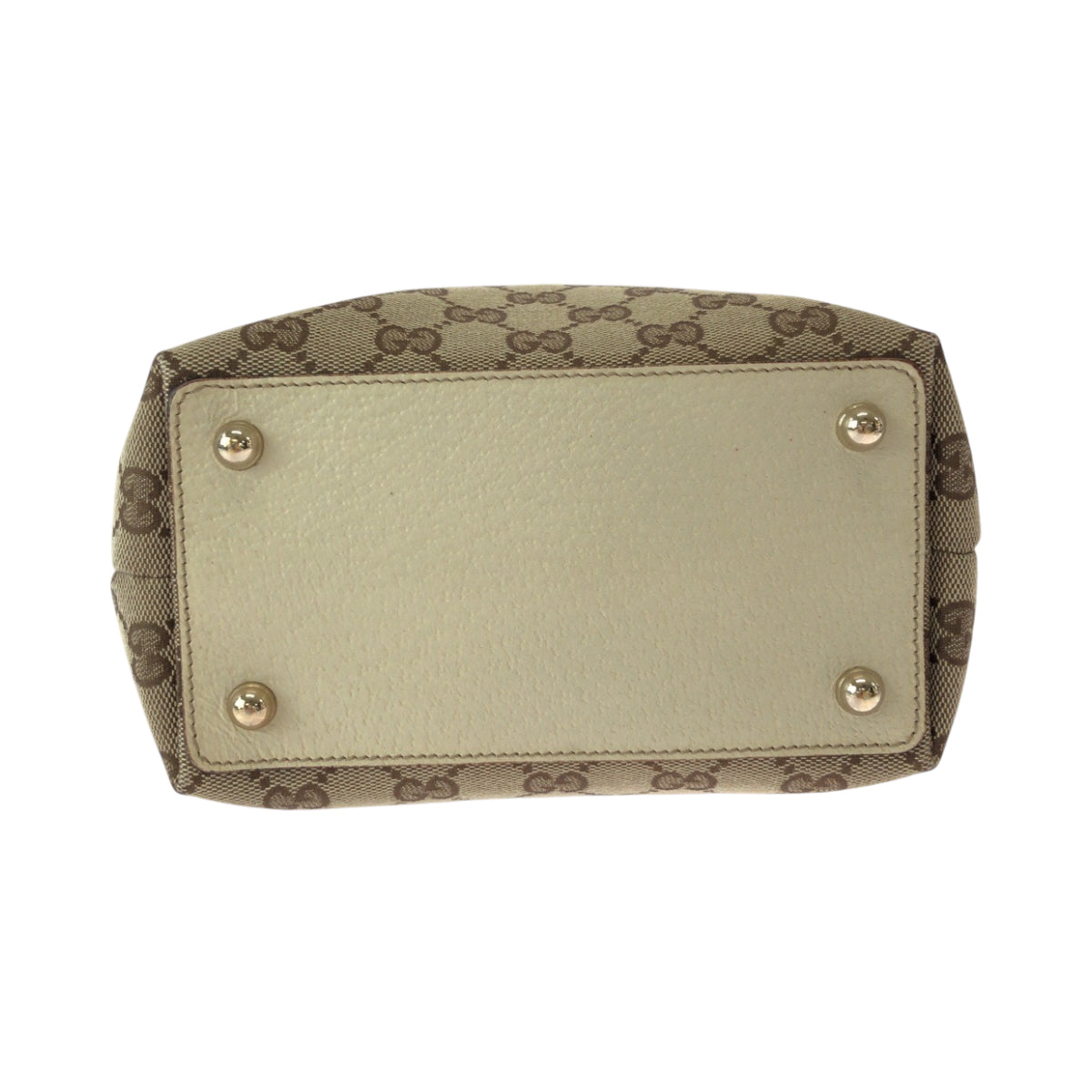 GUCCI Tote Bag 120840 GG canvas Brown Ivory Gold Metal Tote Bag Shoulder Bag Women Used Authentic