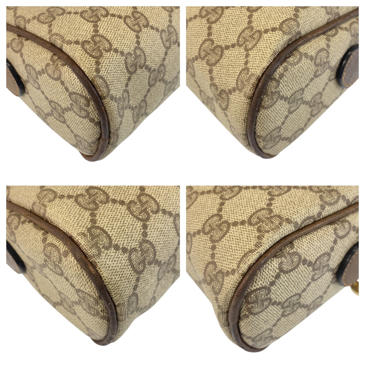 GUCCI Shoulder Bag 51 01 3552 GG Supreme canvas, leather Beige Brown Gold Metal Shoulder Bag pochette Sherry line Women Used Authentic