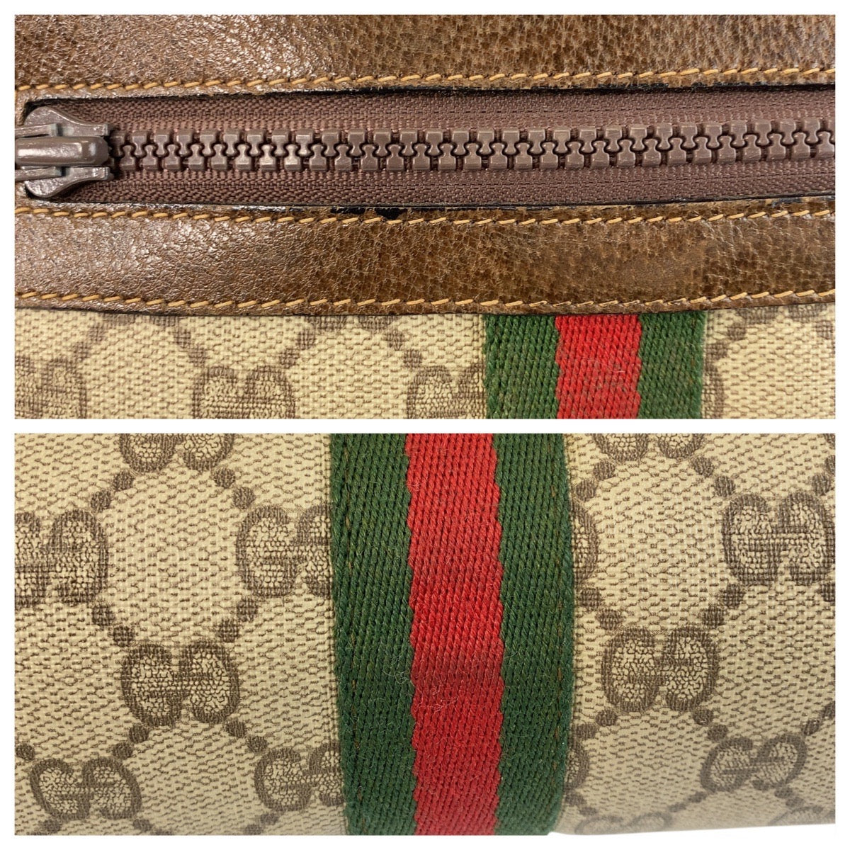 GUCCI Shoulder Bag 51 01 3552 GG Supreme canvas, leather Beige Brown Gold Metal Shoulder Bag pochette Sherry line Women Used Authentic